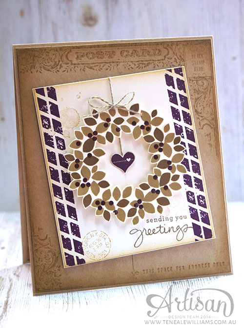 By Teneale Williams | Stampin Up! Artisan Blog Hop | Wondrous Wreath. Post Card and Butterfly Basics