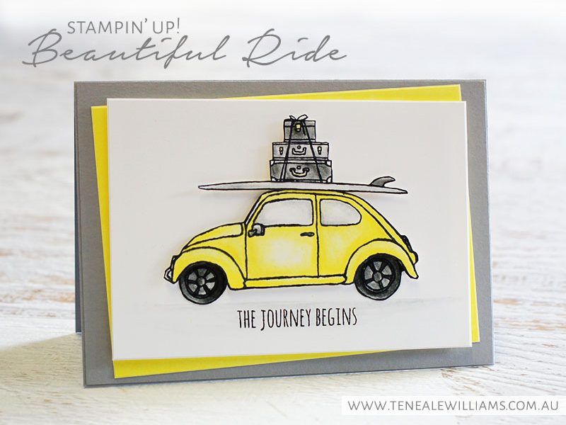 By Teneale Williams | Global Design Project #GDP025 Colour Challenge Daffodil Delight, Smoky Slate, Basic Grey | Stampin' Up! Beautiful Ride Stamp Set used