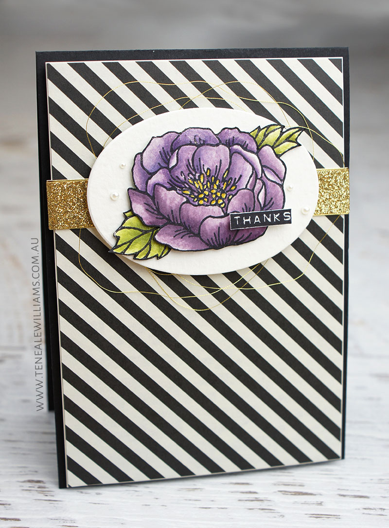 By Teneale Williams | Stampin' Up! Birthday Blooms Stamp Set 140658 | Watercoloured with Perfect Plum, Eggplant, Hello Honey, Old Olive and Pear Pizzazz