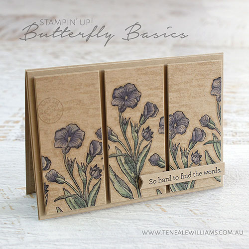 By Teneale Williams | All Stampin'Up! Materials used Butterfly Basics, An Open Heart and Timeless Texture | Watercoloured on Crumbcake Cardstock with a blender pen