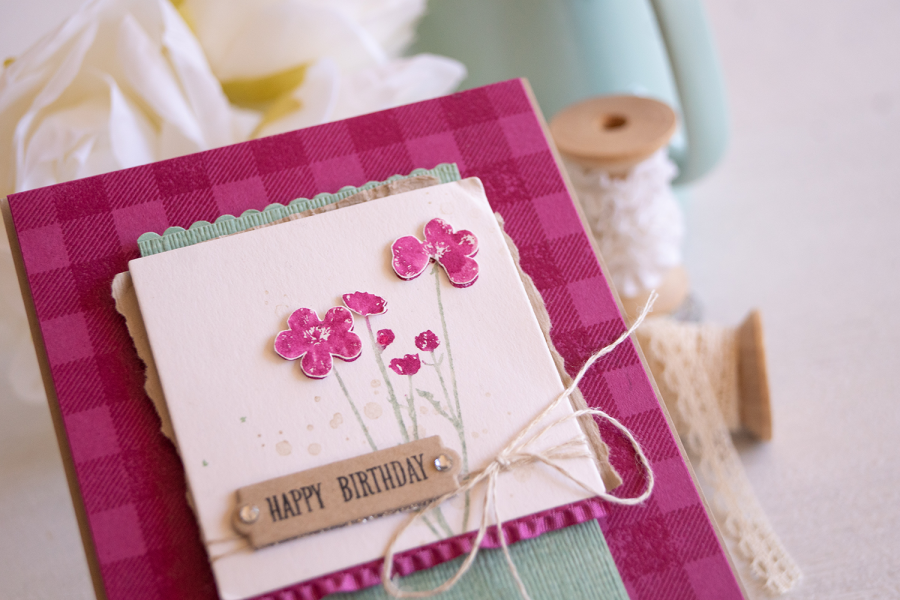 By Teneale Williams | Pressed Flowers and Buffalo Check stamps from Stampin' Up! | TGIF Challenge
