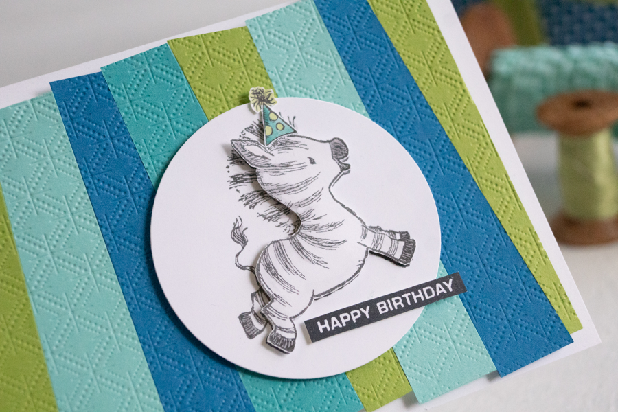 By Teneale Williams Zany Zebras Stamp Set Birthday card using Stampin Up