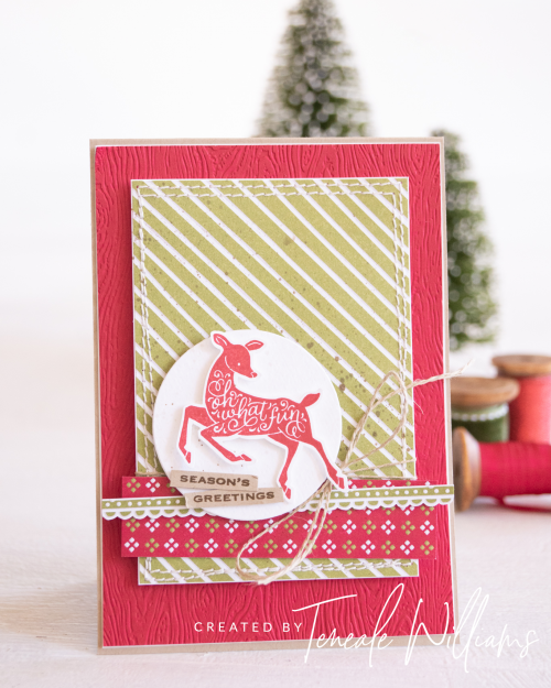 By Teneale Williams Peaceful Deer Stamp Set with Gingerbread & Peppermint DSP Christmas 2021 card