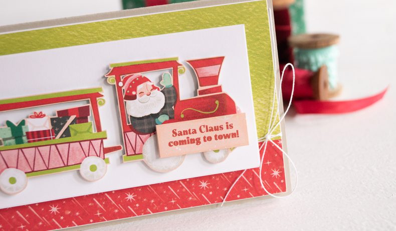 By Teneale Williams Santa Express Printed Paper DSP with Santa's Delivery stamp set from Stampin' Up! Christmas card 2022