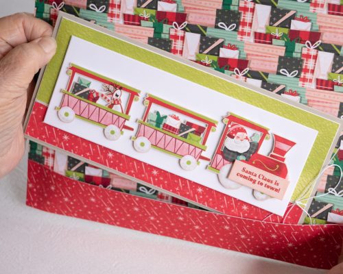 By Teneale Williams Santa Express Printed Paper DSP with Santa's Delivery stamp set from Stampin' Up! Christmas card 2022